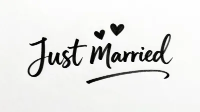 Just Married Script with Hearts - Wedding - AI generated image