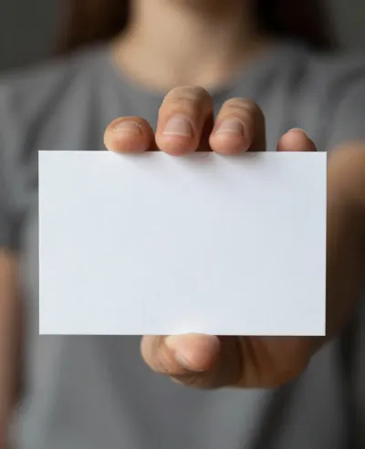 Hand Holding Blank White Card - People - AI generated image