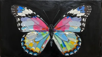 Prismatic Butterfly Spread with Paint Strokes - Art - AI generated image