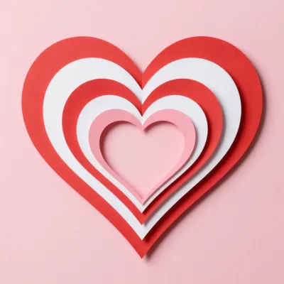 Layered Paper Hearts Softly Lit - Art - AI generated image