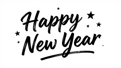 Happy New Year Brushstroke Stars - Typography - AI generated image