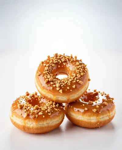 Toffee-Crunch Donuts Pyramid Stack - Food - AI generated image