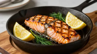 Grilled Salmon Fillet with Lemon and Dill - Food - AI generated image