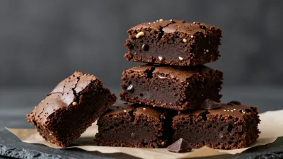 Chocolate Brownies Pyramid Stack Textured - Food - AI generated image