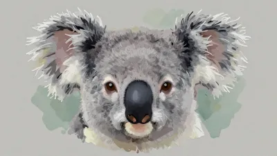 Koala's Face Expressive in Soft Fur - Wildlife - AI generated image