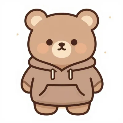 Plush Bear in Hoodie Softly Lit - Animals - AI generated image