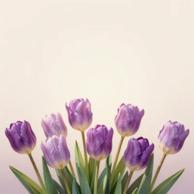 Lavender Tulips Softly Lit with Shallow Depth - Flowers - AI generated image