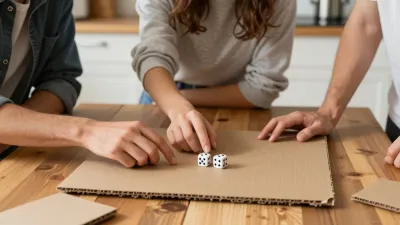 Players' Hands Crafting with Cardboard - Crafting - AI generated image