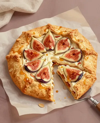Fig-Almond Galette with Honey Drizzle - Food - AI generated image
