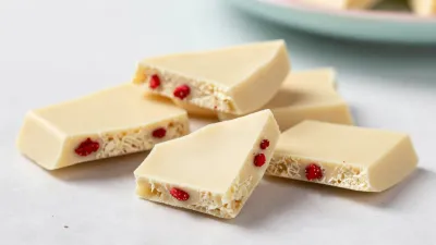 White Chocolate Bark Shards with Red Specks - Food - AI generated image