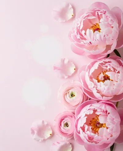 Pink Peonies Blooming Softly - Flowers - AI generated image