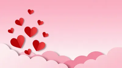 Red Paper Hearts Floating Among White Clouds - Valentine's Day - AI generated image