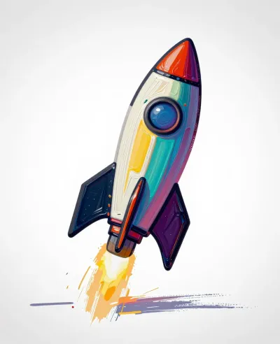 Glossy Rocket Launching with Soft Lighting - Transportation - AI generated image