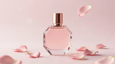 Crystal Perfume Bottle with Rose Gold Cap - Beauty - AI generated image
