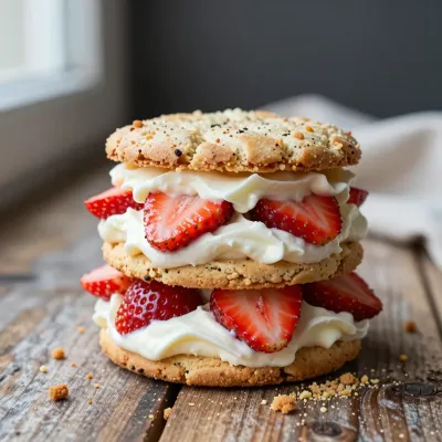 Strawberry Shortcake Stack with Creamy Frosting - Food - AI generated image