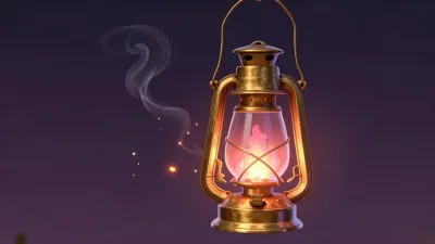 Golden Lantern with Soft Ambient Light - Lighting - AI generated image