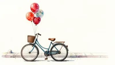 Bicycle with Balloons and Fallen Bike - Transportation - AI generated image