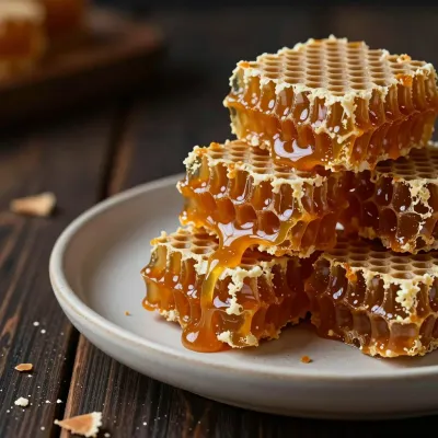Honeycomb Toffee Shards with Dripping Syrup - Food - AI generated image
