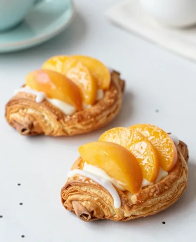 Peach Danish Bites with Creamy Sauce - Food - AI generated image