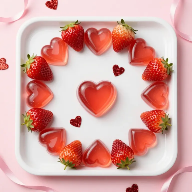 Strawberries with Heart-Shaped Gelatin Molds - Food - AI generated image