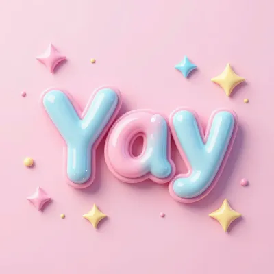 Glossy Balloon-Like 'YAY' with Pastel Colors - Typography - AI generated image