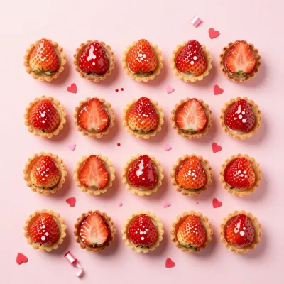 Strawberry Tartlets Grid Arrangement - Food - AI generated image
