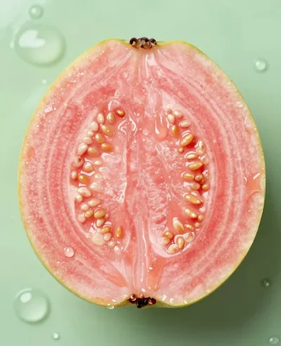 Guava Cross-section with Pink Rings - Food - AI generated image