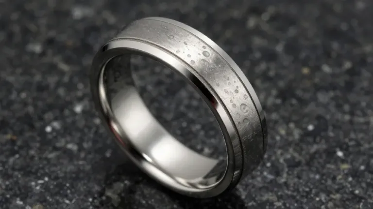 Hammered Men's Wedding Band Textured Close-Up - Jewelry - AI generated image