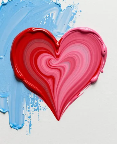 Glossy Paint Heart on Canvas - Abstract Art - AI generated image