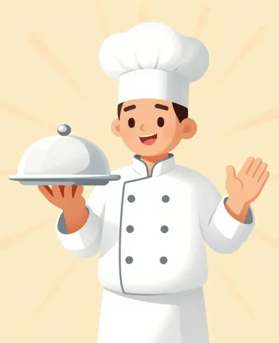 Chef Presenting Platter with Warm Lighting - Food - AI generated image