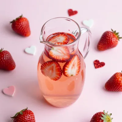 Strawberry Infused Beverage in Glass Pitcher - Food - AI generated image