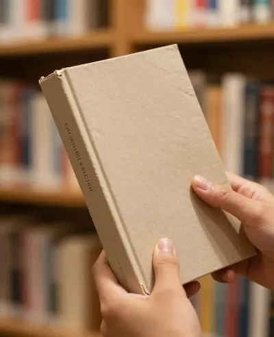 Hand Holding Earthy Brown Book - People - AI generated image