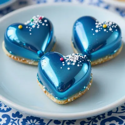 Heart-Shaped Desserts with Mirror Glaze - Food - AI generated image
