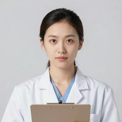 Young Scientist in Lab Coat Holding Clipboard - Portrait - AI generated image