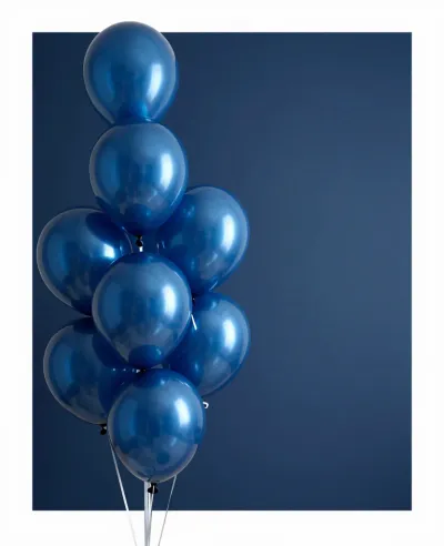 Cluster of Sapphire Blue Balloons Reflecting Soft Light - Event Decor - AI generated image