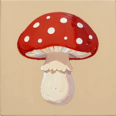 Chubby Mushroom Cap with White Polka Dots - Food - AI generated image