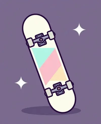 Glossy White Skateboard Deck Standing Upright - Skateboarding - AI generated image