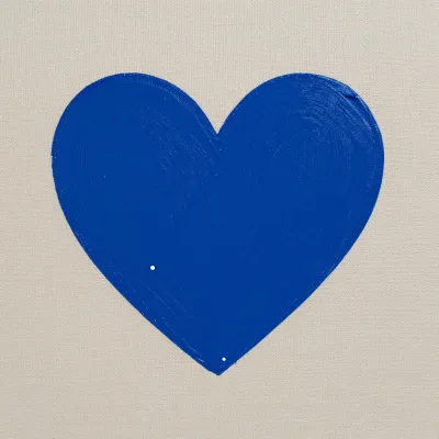 Cobalt Blue Heart on Muted Canvas - Art - AI generated image