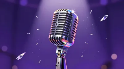 Crystal Microphone with Shattered Glass - Music - AI generated image