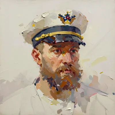Weathered Harbor Captain in Soft Light - Portrait - AI generated image