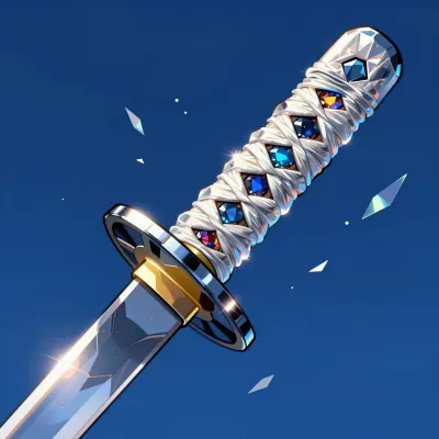 Crystal Katana Hilt Gleaming in Starlight - Weapon - AI generated image