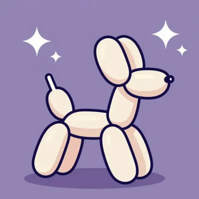 Balloon Dog Sitting Upright with Perked-Up Tail - Animals - AI generated image