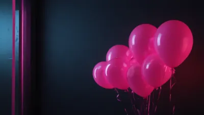 Glossy Pink Balloons Lit by Neon - Event - AI generated image