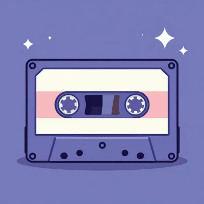 Glossy Cassette Tape with Pink Stripe - Audio - AI generated image