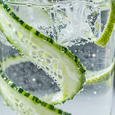 Cucumber Tonic with Ice and Bubbles - Food and Drink - AI generated image