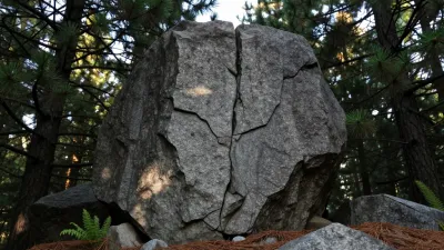 Forest Granite Monolith Sunlit - Landscapes - AI generated image