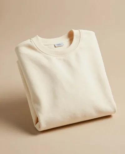 Folded Cream Crewneck Sweater Soft Texture - Fashion - AI generated image