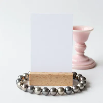 White Card with Wooden Base Balanced Composition - Minimalism - AI generated image