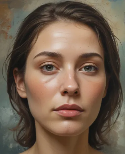 Close-Up Portrait of Person with Freckles - Portrait - AI generated image