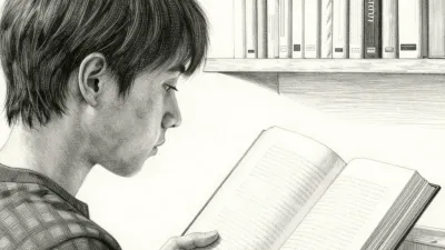 Person Reading Book Profile - Portrait - AI generated image